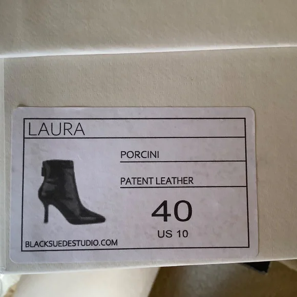 Black Suede Studio Laura Bootie Patent Leather Porcini SZ EU40/US9.5 - Picture 15 of 16